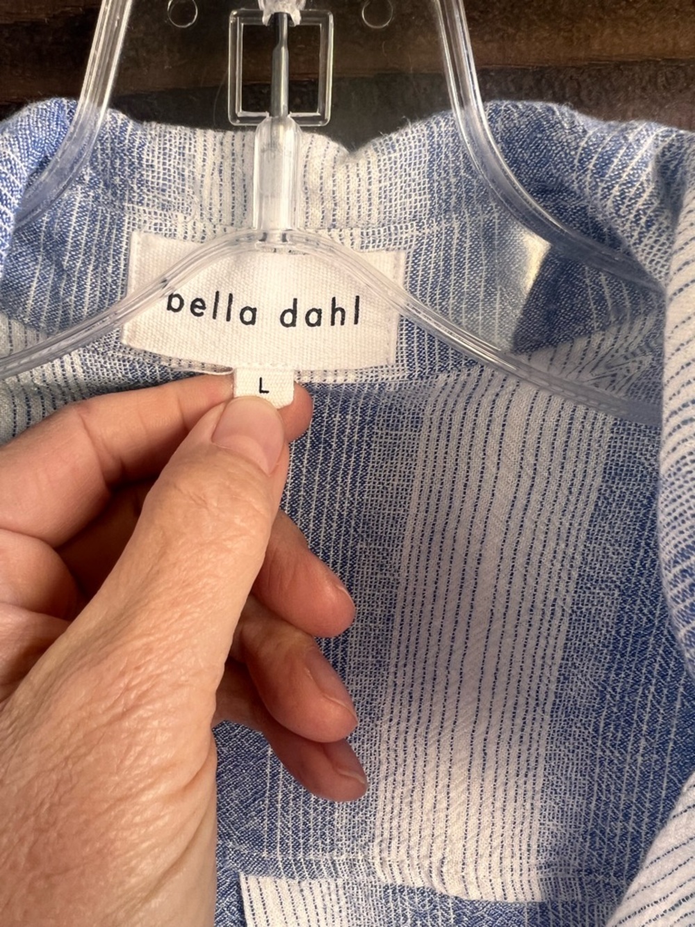 Bella Dahl Blue and White Striped Button Tunic/Dress Large - Picture 3 of 7